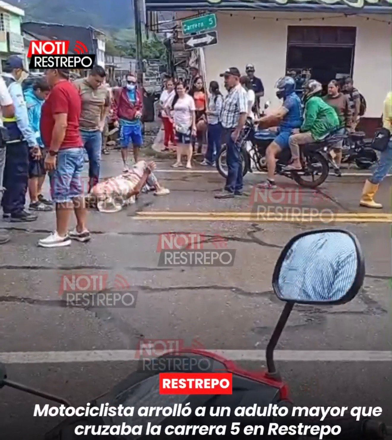 Motociclista arrolló a un adulto mayor que cruzaba la carrera 5 en Restrepo