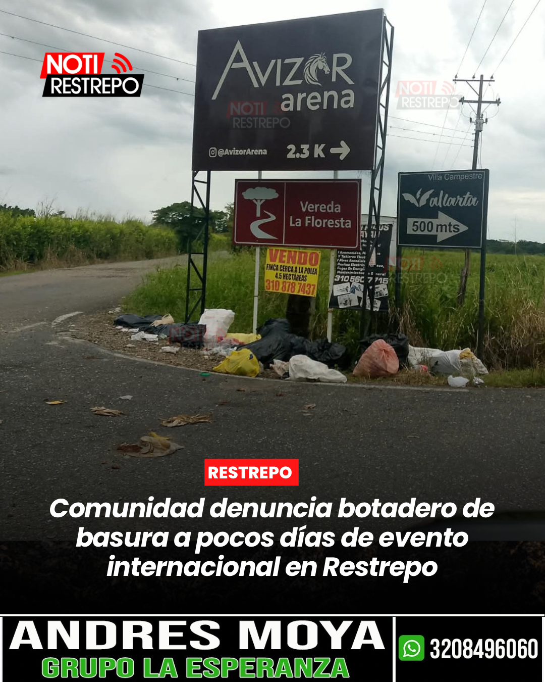 Comunidad denuncia botadero de basura a pocos días de evento internacional en Restrepo